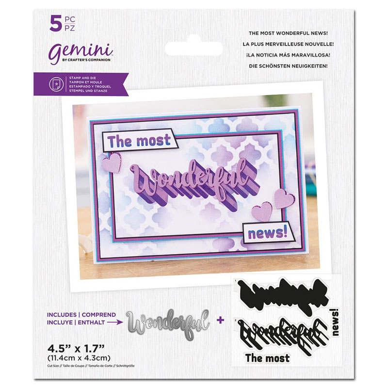 (image for) Gemini Cutting Die & Stamp Set, Shadow Sentiment - The Most Wonderful News
