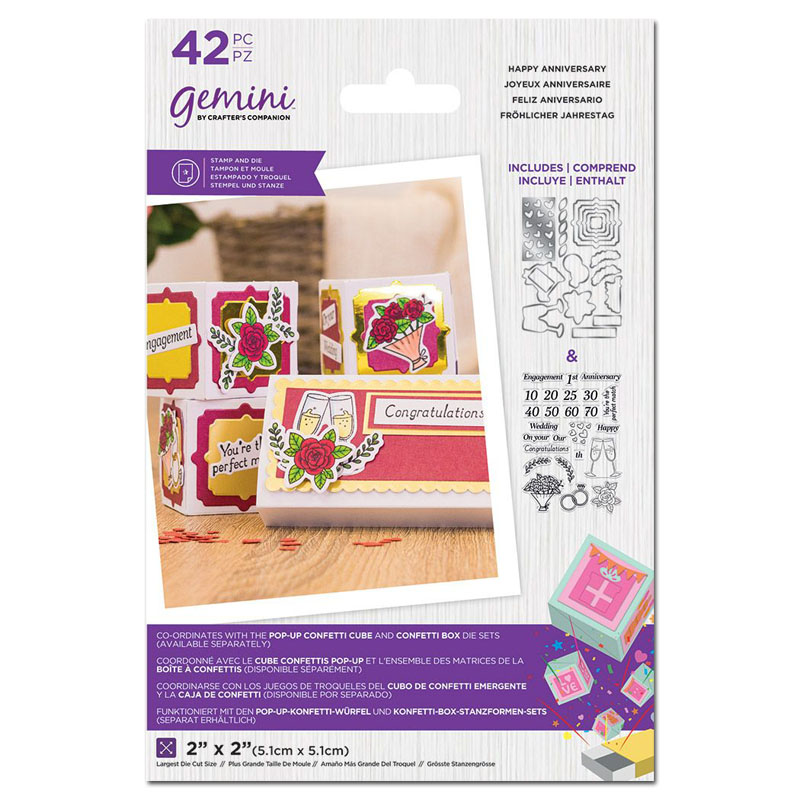 (image for) Gemini Cutting Die & Stamp Set, Confetti Box - Happy Anniversary