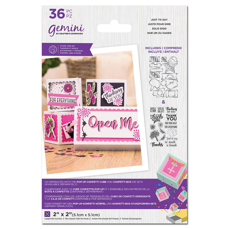 (image for) Gemini Cutting Die & Stamp Set, Confetti Box - Just To Say