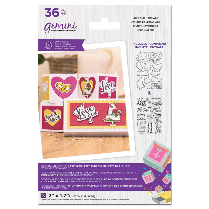 (image for) Gemini Cutting Die & Stamp Set, Confetti Box - Love And Marriage