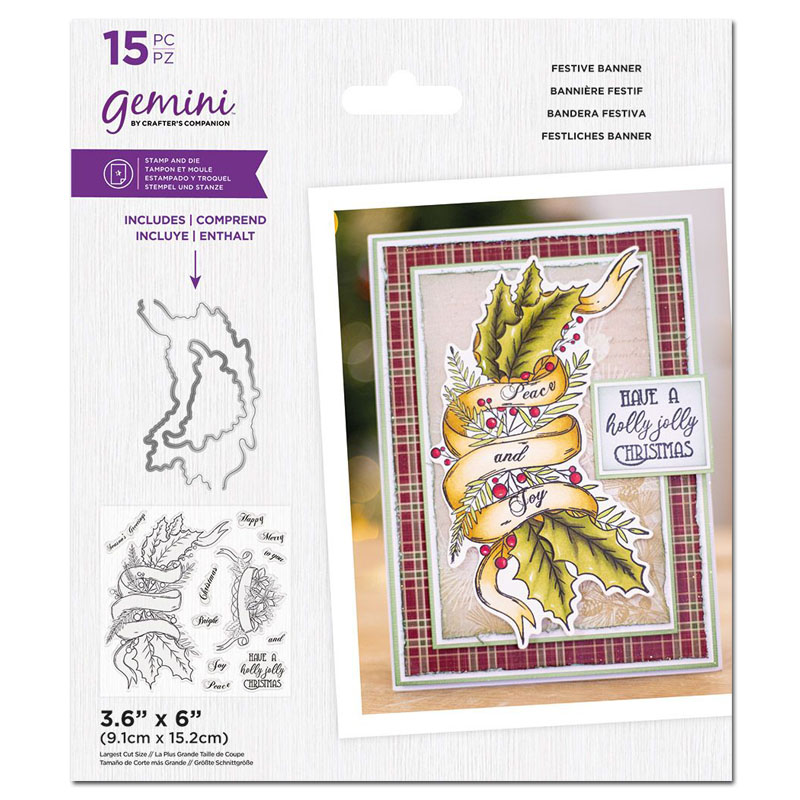 (image for) Gemini Cutting Die & Stamp Set, Festive Floral Spray - Festive Banner