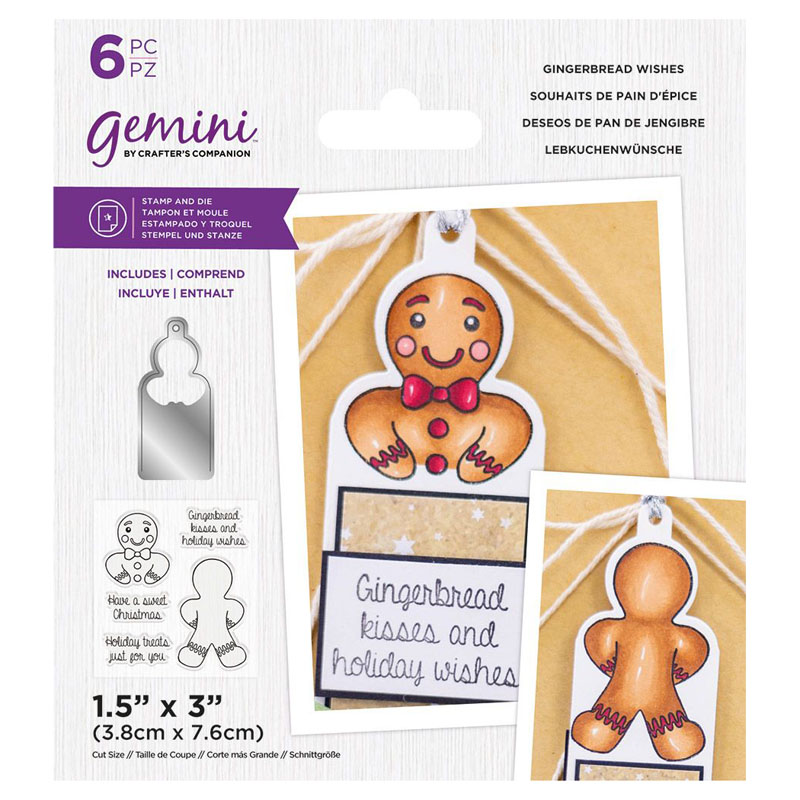 (image for) Gemini Cutting Die & Stamp Set, Front & Back Tag - Gingerbread Wishes