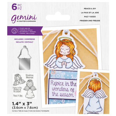 (image for) Gemini Cutting Die & Stamp Set, Front & Back Tag - Peace & Joy