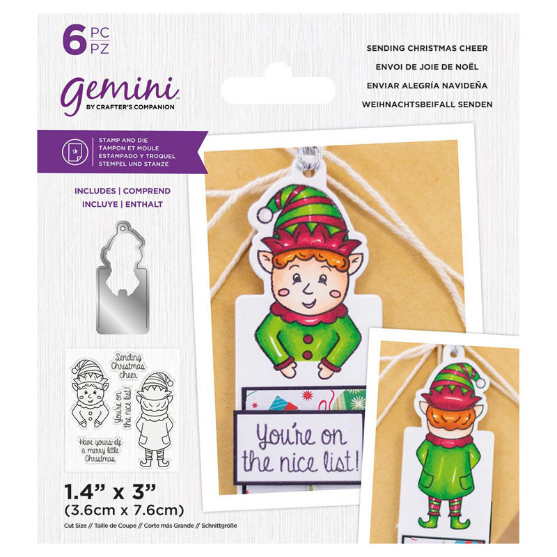 Gemini Cutting Die & Stamp Set, Front & Back Tag - Sending Christmas Cheer