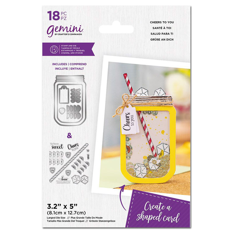 Gemini Cutting Die & Stamp Set, Shaped Shaker Cards - Cheers To You