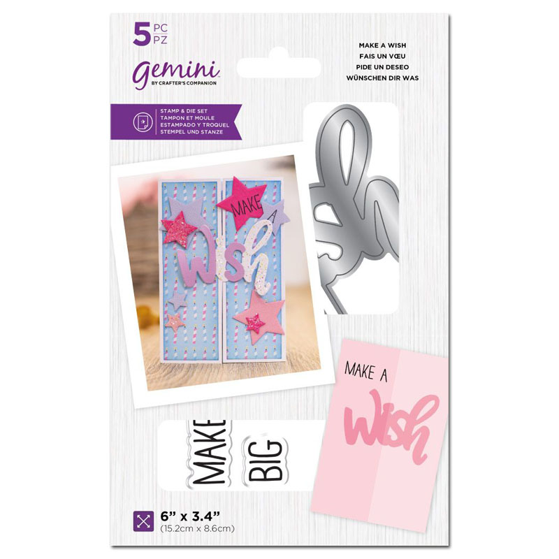 Gemini Cutting Die & Stamp Set, Interlocking Sentiments - Make A Wish