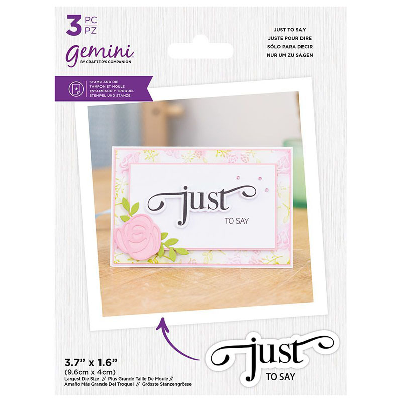 (image for) Gemini Cutting Die & Stamp Set, Fancy Sentiments - Just To Say