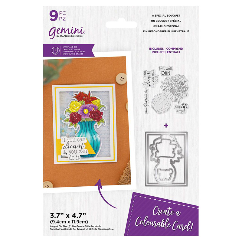 (image for) Gemini Die & Stamp Set, Colourable Create A Card - A Special Bouquet