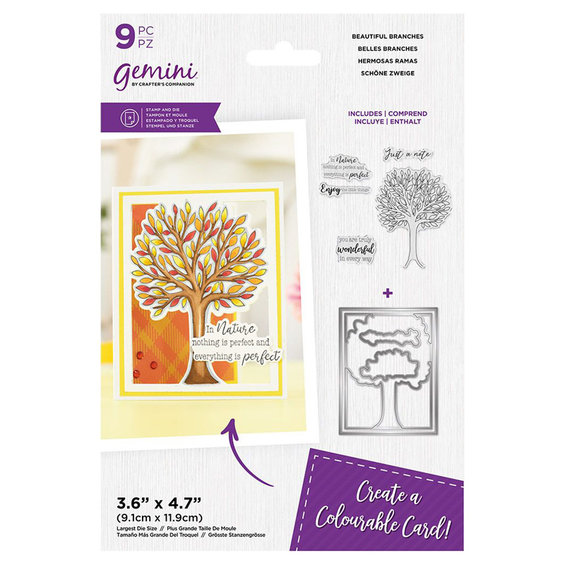 (image for) Gemini Die & Stamp Set, Colourable Create A Card - Beautiful Branches