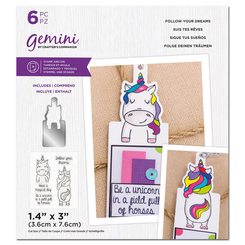 Gemini Cutting Die & Stamp Set, Front & Back Tag - Follow Your Dreams