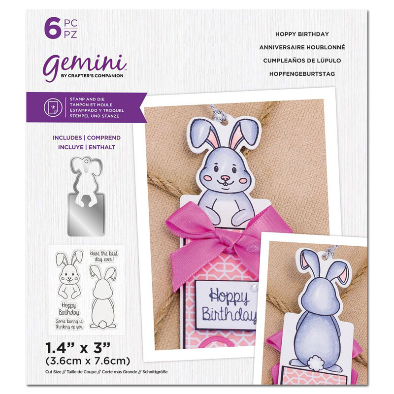 (image for) Gemini Cutting Die & Stamp Set, Front & Back Tag - Hoppy Birthday