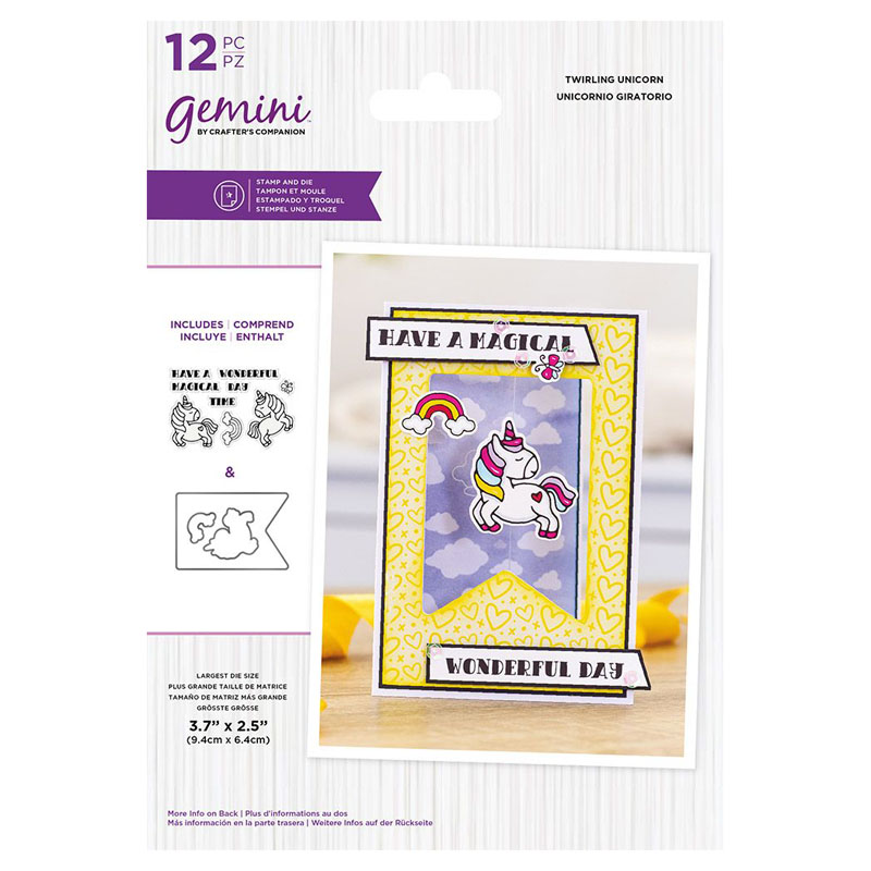 (image for) Gemini Cutting Die & Stamp Set, Twirling Characters - Unicorn
