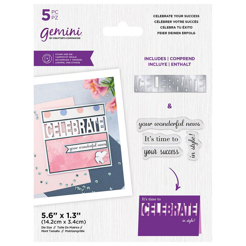(image for) Gemini Cutting Die & Stamp Set, Word Cut-In Sentiments - Celebrate Your Success