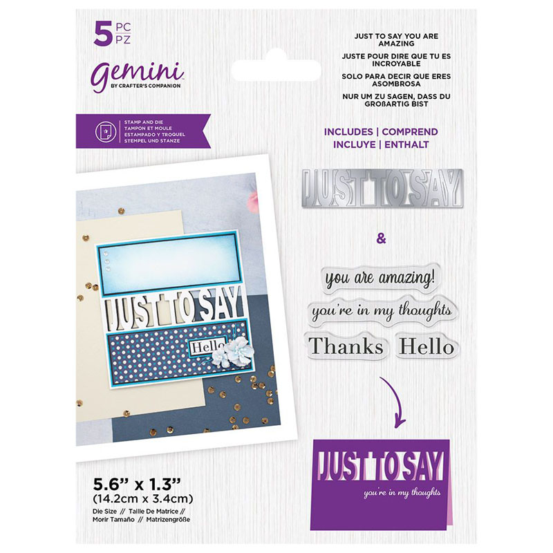 (image for) Gemini Cutting Die & Stamp Set, Word Cut-In Sentiments - Just To Say You Are Amazing
