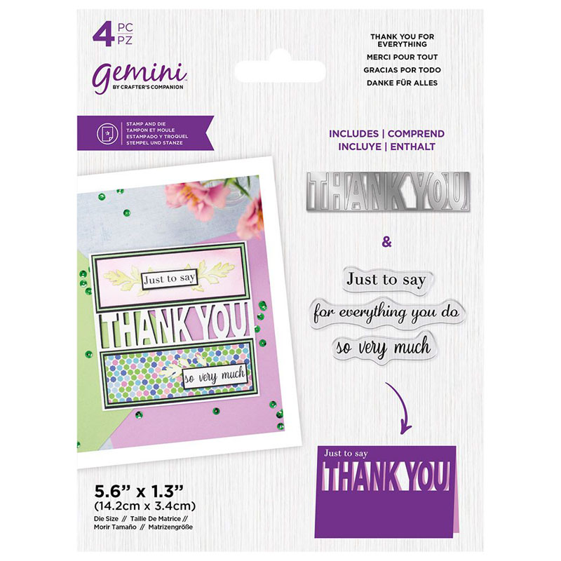 (image for) Gemini Cutting Die & Stamp Set, Word Cut-In Sentiments - Thank You For Everything