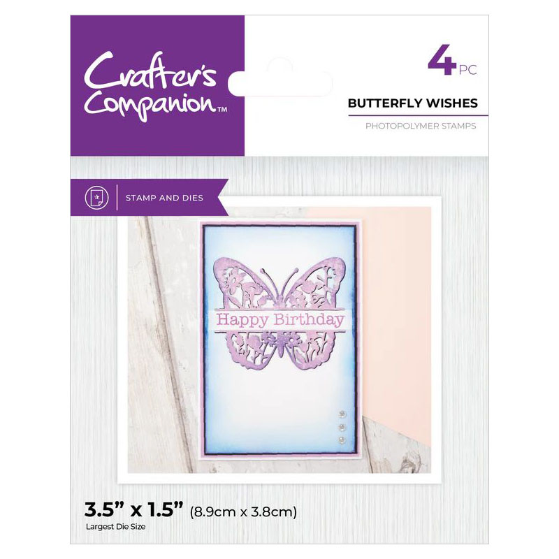 (image for) Crafters Companion Cutting Die & Stamp Set, Split Space - Butterfly Wishes