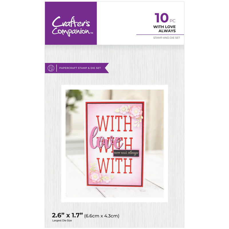 (image for) Crafters Companion Cutting Die & Stamp Set, Seasonal Create a Card - With Love Always