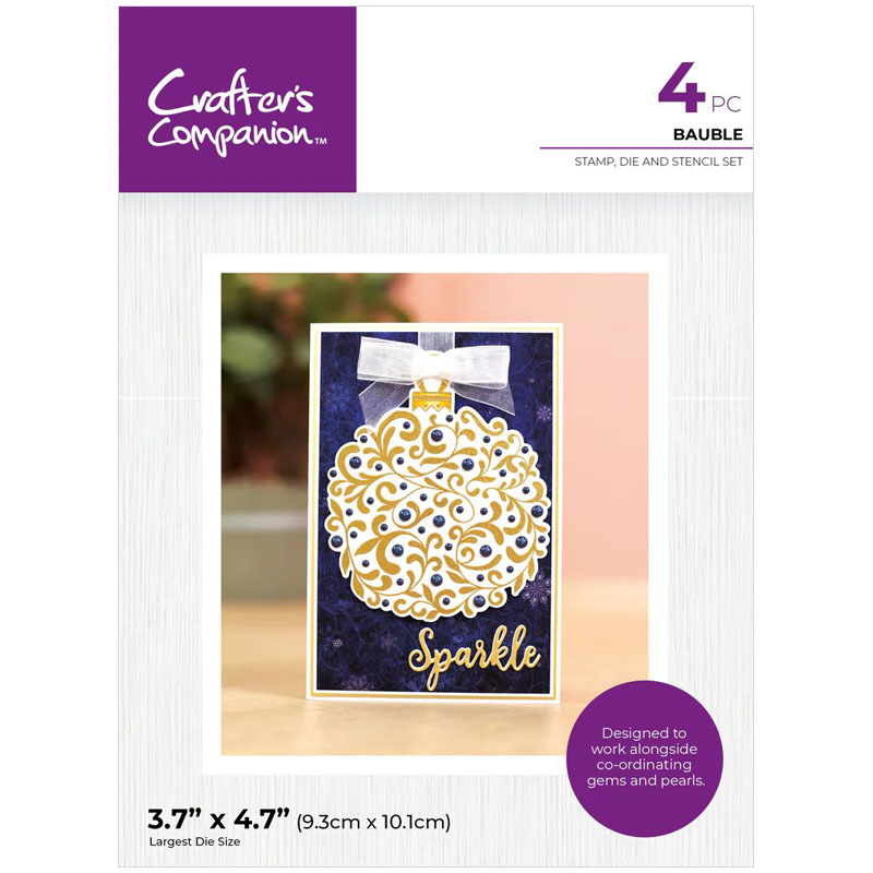 (image for) Crafters Companion Cutting Die, Stamp & Stencil Set, Touch of Sparkle - Bauble