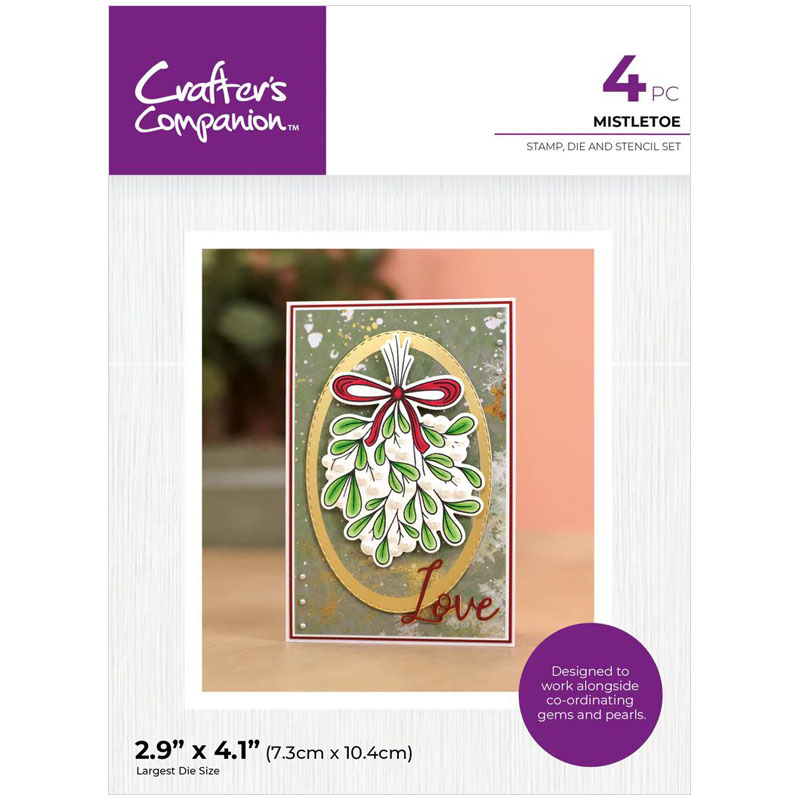 (image for) Crafters Companion Cutting Die, Stamp & Stencil Set, Touch of Sparkle - Mistletoe