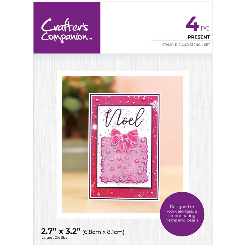 (image for) Crafters Companion Cutting Die, Stamp & Stencil Set, Touch of Sparkle - Present