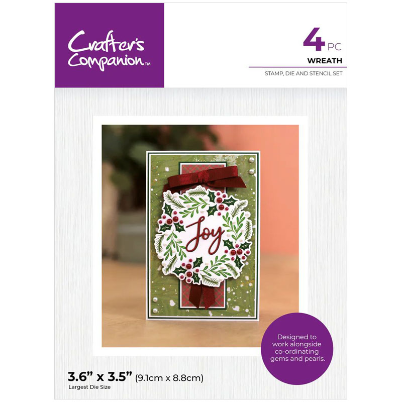 (image for) Crafters Companion Cutting Die, Stamp & Stencil Set, Touch of Sparkle - Wreath