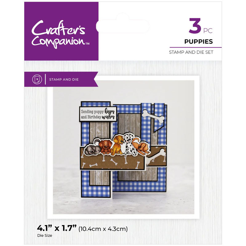 (image for) Crafters Companion Die & Stamp Set, Cute - Puppies