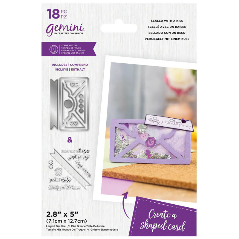 (image for) Gemini Cutting Die & Stamp Set, Shaped Shaker Cards - Sealed With A Kiss