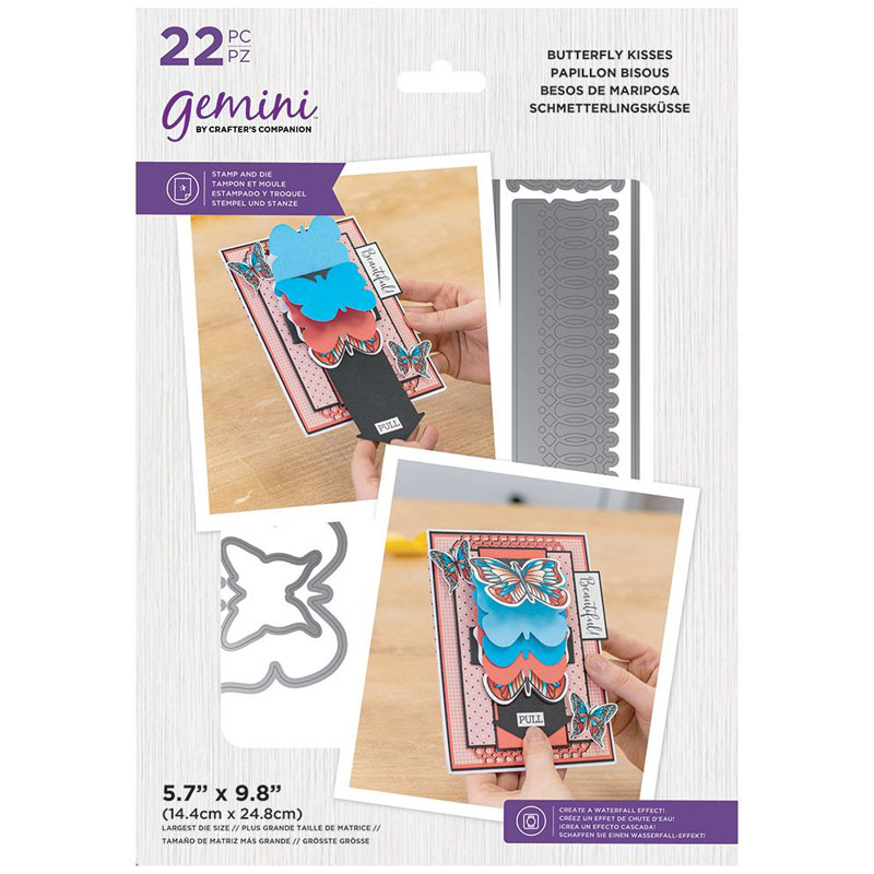 (image for) Gemini Cutting Die & Stamp Set, Waterfall Cards - Butterfly Kisses