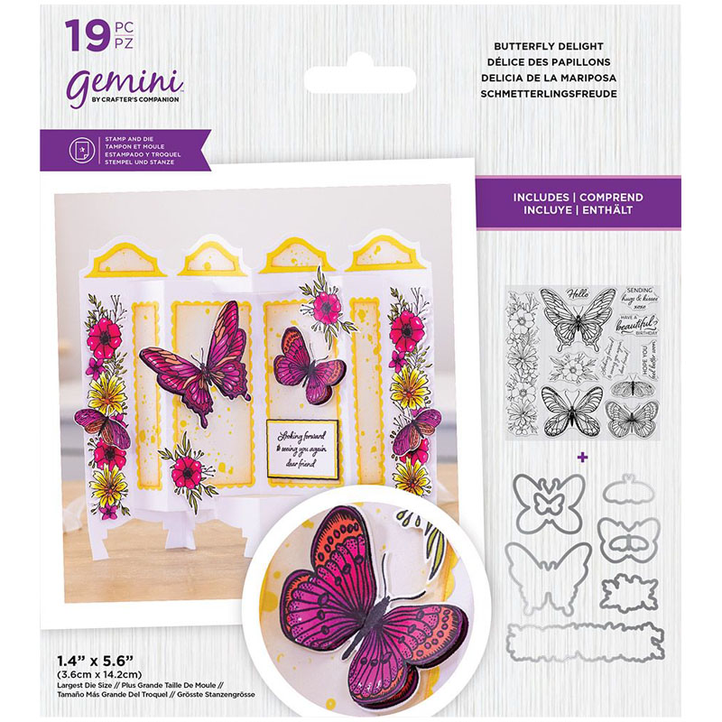 Gemini Cutting Die & Stamp Set, Ornate Screen - Butterfly Delight (image for) Gemini Cutting Die & Stamp Set, Ornate Screen - Butterfly Delight