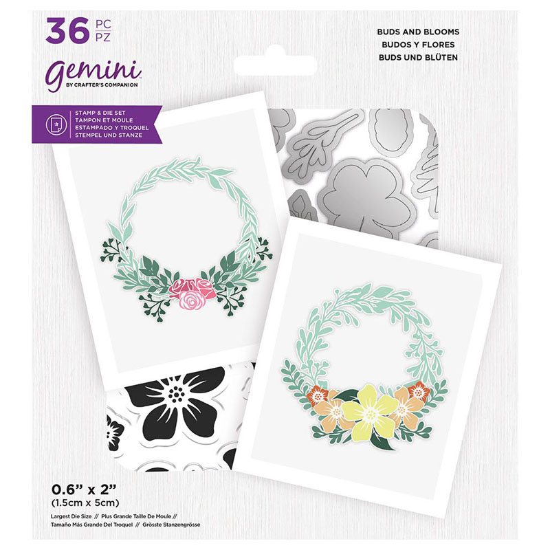 (image for) Gemini Cutting Die & Stamp Set, Wreath Collection - Buds And Blooms