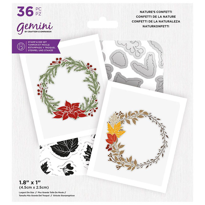 (image for) Gemini Cutting Die & Stamp Set, Wreath Collection - Natures Confetti