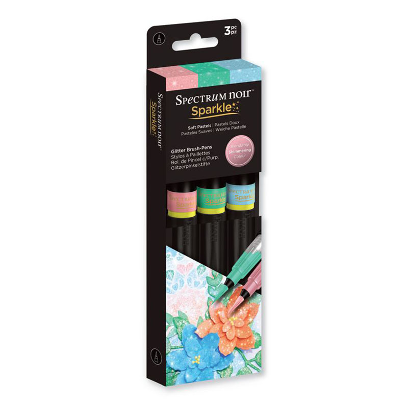 Spectrum Noir - Sparkle - Glitter Brush Pens - Soft Pastels (3PC)
