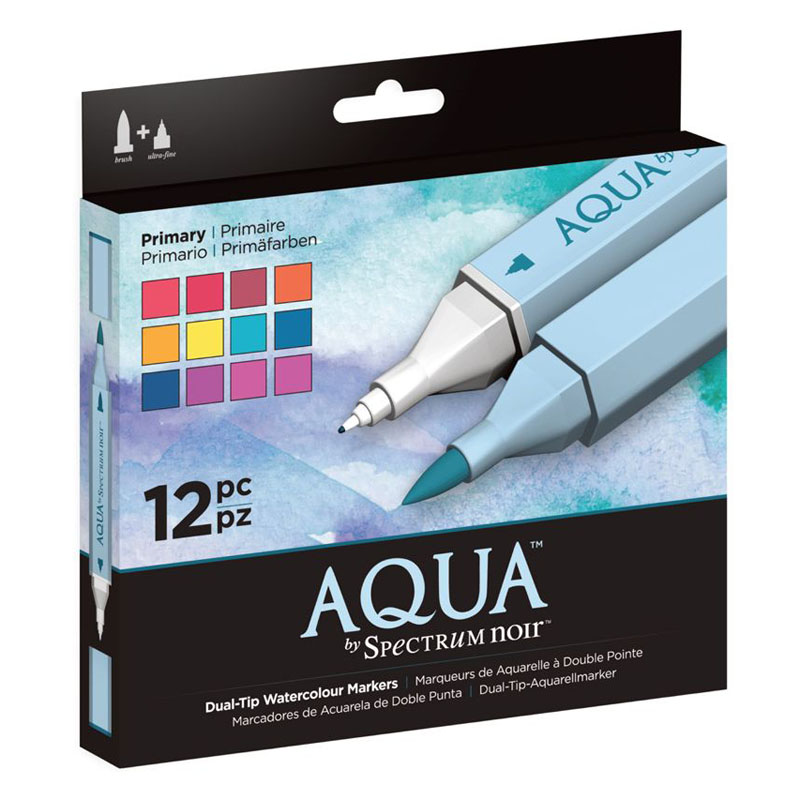 (image for) Spectrum Noir - Aqua Dual-Tip Watercolour Markers - Primary (12PC)