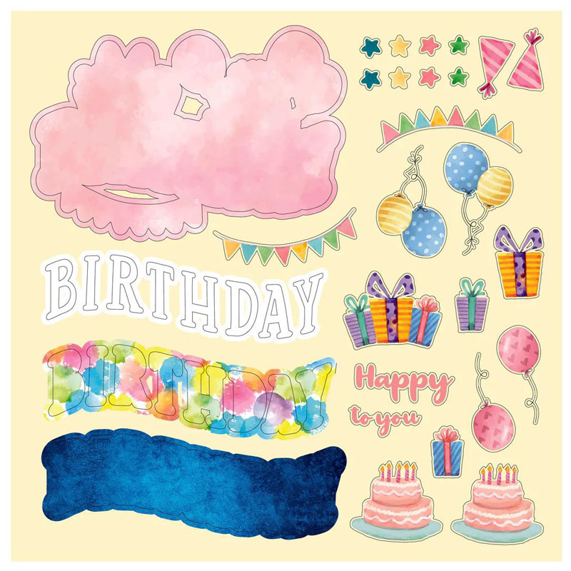 (image for) Crafters Companion 12"x12" Sentiment Die-Cut Topper Sheet - Birthday