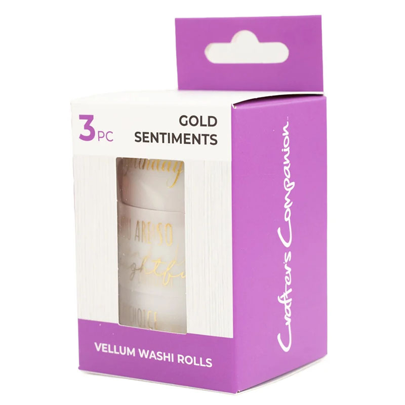 (image for) Crafters Companion - Vellum Washi Rolls, Gold Sentiments (3 Rolls)