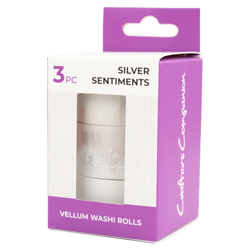 (image for) Crafters Companion - Vellum Washi Rolls, Silver Sentiments (3 Rolls)