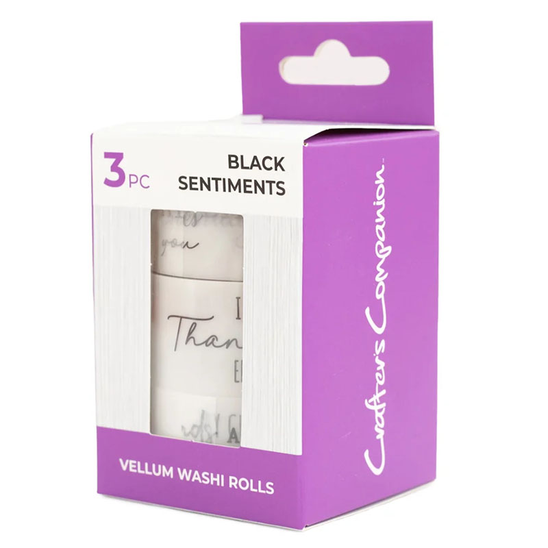 (image for) Crafters Companion - Vellum Washi Rolls, Black Sentiments (3 Rolls)