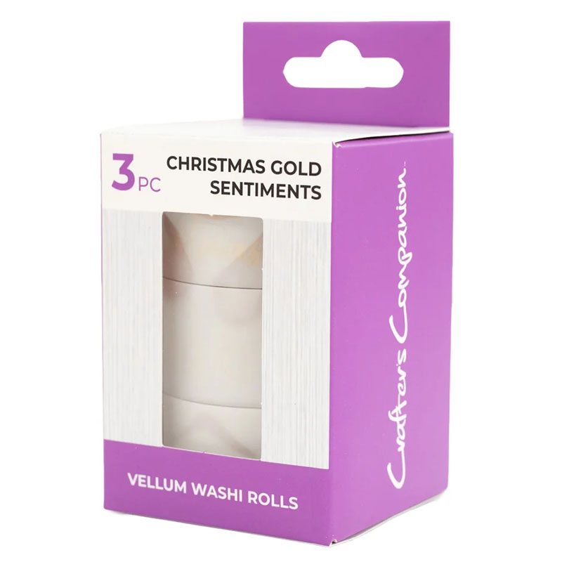 (image for) Crafters Companion - Vellum Washi Rolls, Christmas Gold Sentiments (3 Rolls)