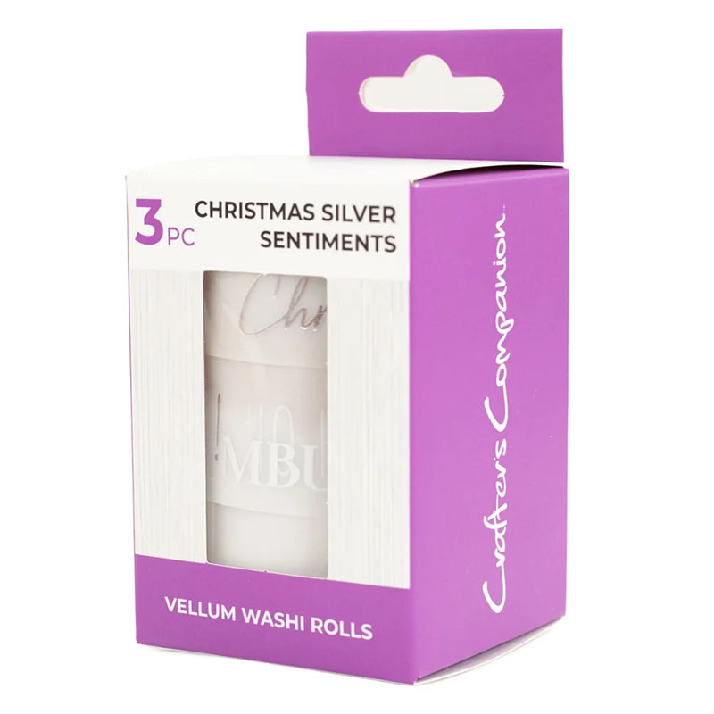 (image for) Crafters Companion - Vellum Washi Rolls, Christmas Silver Sentiments (3 Rolls)