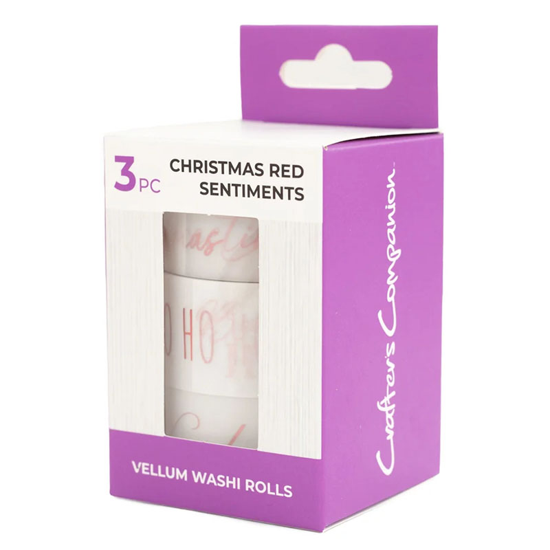 (image for) Crafters Companion - Vellum Washi Rolls, Christmas Red Sentiments (3 Rolls)