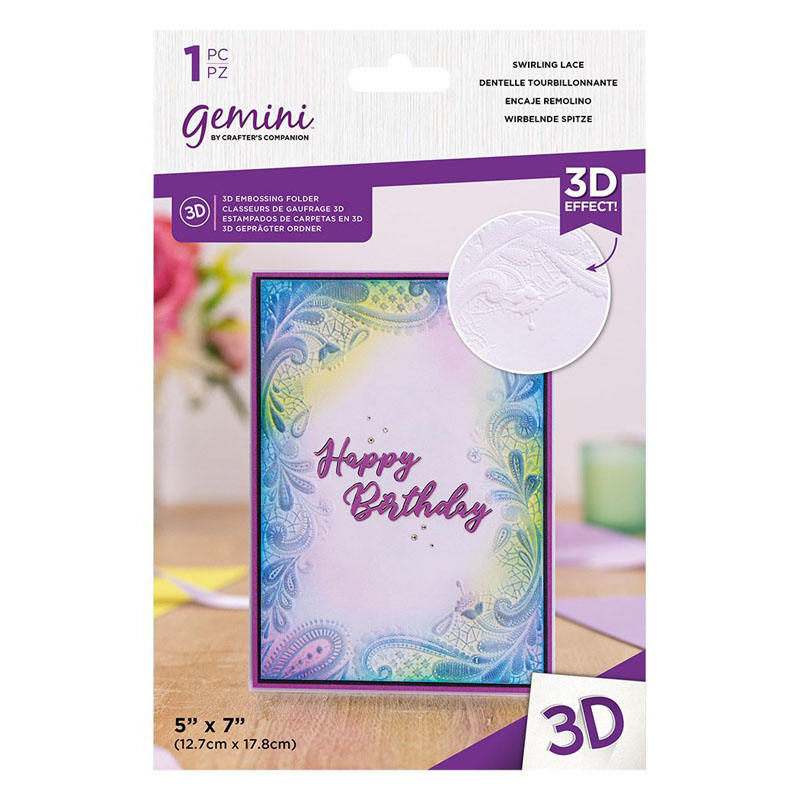 Gemini 3D Embossing Folder 5"x7" - Swirling Lace