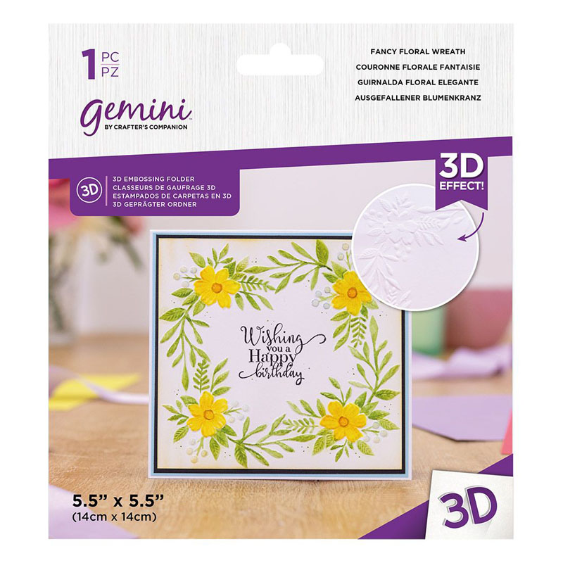 (image for) Gemini 3D Embossing Folder 5.5"x5.5" - Fancy Floral Wreath