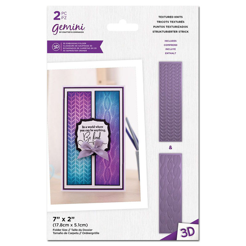 (image for) Gemini 3D Embossing Folder Duo Panels 7"x2" - Textured Knits