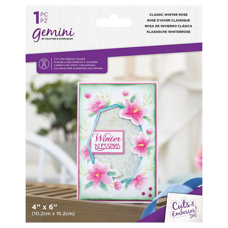 (image for) Gemini Cut & Emboss Folder 4"x6" - Floral Frame, Classic Winter Rose