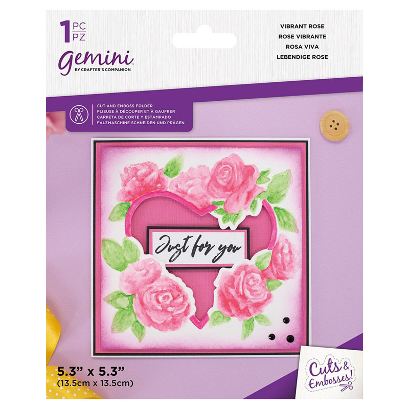 (image for) Gemini Cut & Emboss Folder 5.3"x5.3" - Floral Frame, Vibrant Rose