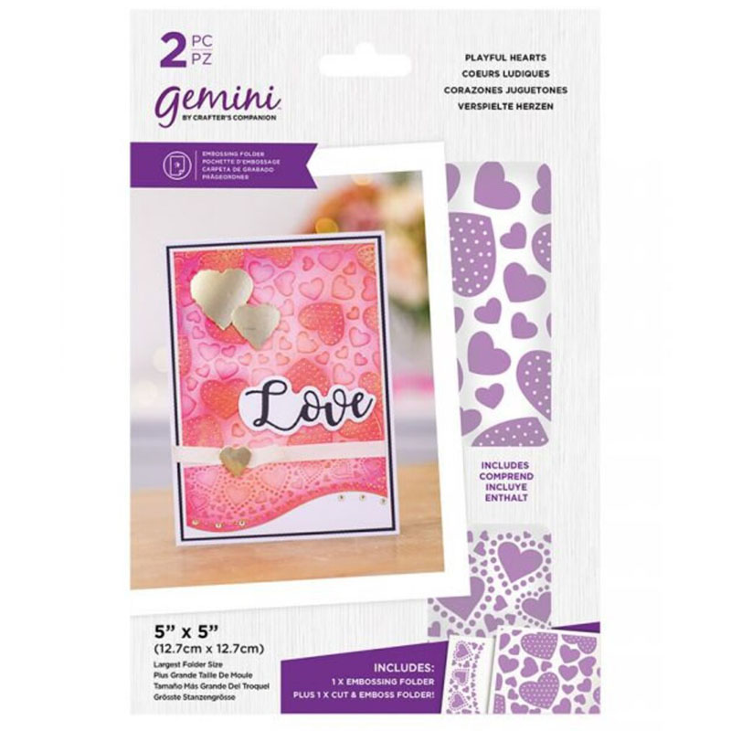 (image for) Gemini Embossing Folder Duo, Mix & Match - Playful Hearts