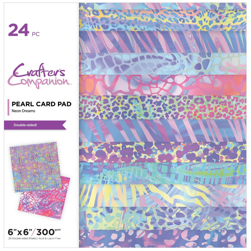 (image for) Crafters Companion 6"x6" Card Pad - Neon Dreams Pearl