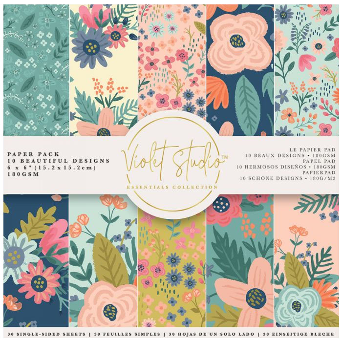 (image for) Crafters Companion 6"x6" Paper Pad - Violet Studio, Florals