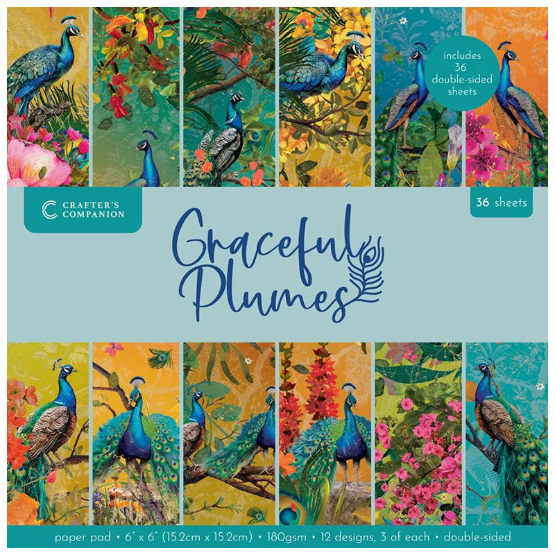 (image for) Crafters Companion 6"x6" Paper Pad - Graceful Plumes