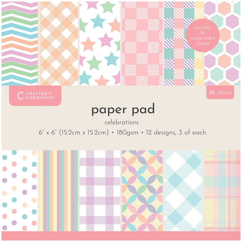 Crafters Companion 6"x6" Paper Pad - Celebrations (image for) Crafters Companion 6"x6" Paper Pad - Celebrations